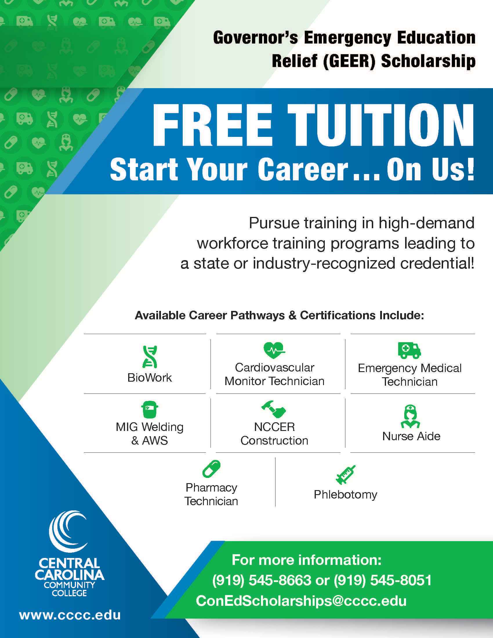 Free tuition for selected workforce training programs at CCCC