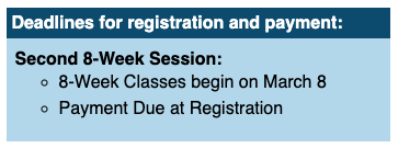 CCCC 8-week classes begin March 8