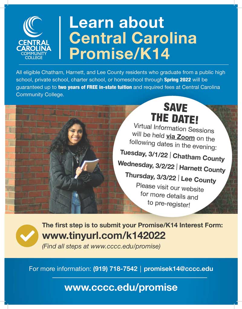 Central Carolina Promise/K14 program to hold virtual information sessions